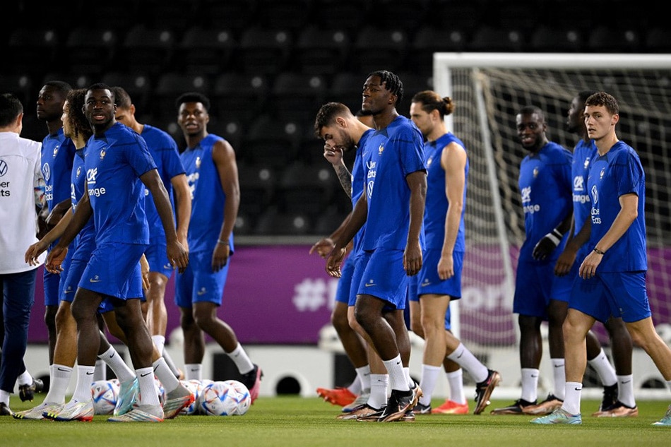 France's players arrive for a training session at the Al Sadd SC training center in Doha, on December 8, 2022, in the build-up to the Qatar 2022 World Cup quarter final football match between France and England. Franck Fife, AFP