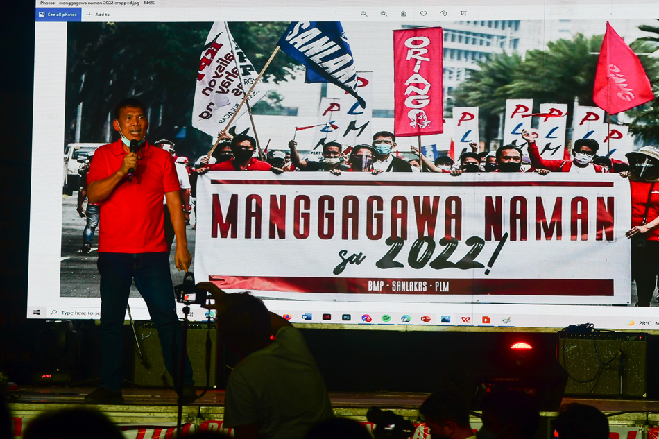 Halalan 2022 Presidential hopeful Leody de Guzman during his proclamation rally at the Bantayog ng mga Bayani in Quezon City on Feb 8, 2022. Mark Demayo, ABS-CBN News.