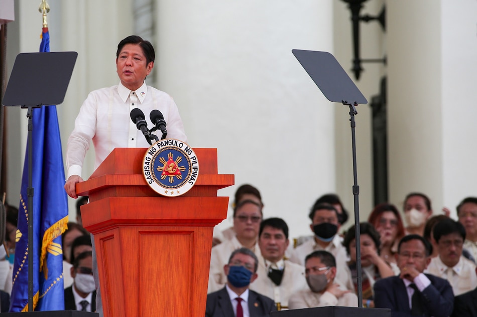 President Ferdinand “Bongbong” Marcos Jr. delivers his inaugural address at the National Museum in Manila on June 30, 2022. George Calvelo, ABS-CBN News