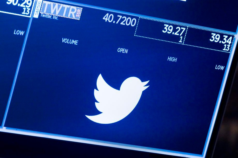 A screen shows the logo of Twitter on the floor of the New York Stock Exchange in New York, New York, USA, 16 May 2022. Twitter’s stock value has dropped recently due to uncertainty about Elon Musk’s reported plan to buyout the social media company. EPA-EFE/JUSTIN LANE