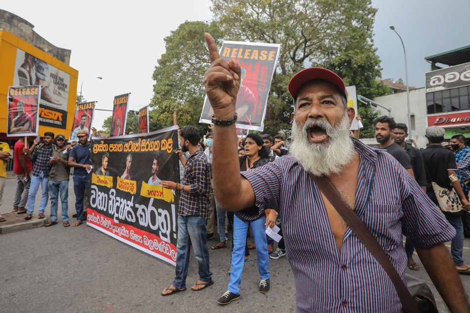 Anti-government protesters shout slogans during a rally in Colombo, Sri Lanka, 30 August 2022. EPA-EFE