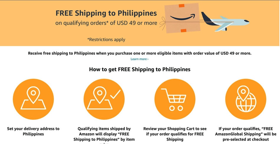 Caption: Amazon's landing page showing the free shipping mechanics. Screenshot