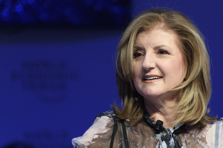 Arianna Huffington, founder of Thrive Global speaks during a panel session in the Congress Hall at the 47th annual meeting of the World Economic Forum, WEF, in Davos, Switzerland, Jan. 18, 2017. The meeting brings together enterpreneurs, scientists, chief executives and political leaders in Davos January 17 to 20. Laurent Gillieron, EPA/File