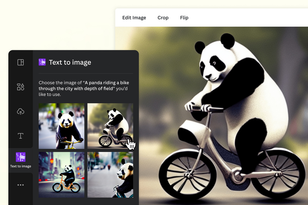 Sample of an image generated by the new Text to Image feature. Handout