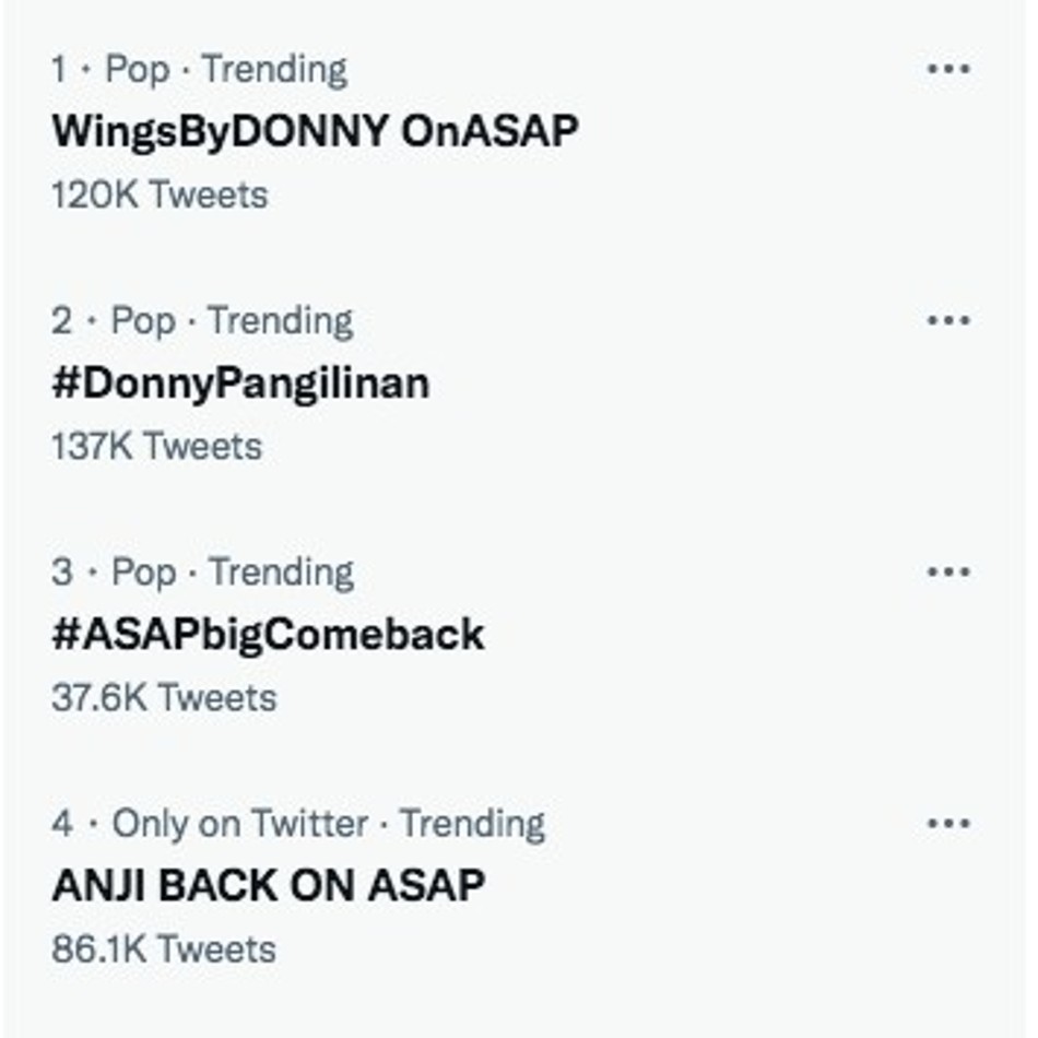 Screenshot ng trending topics sa Twitter Philippines.