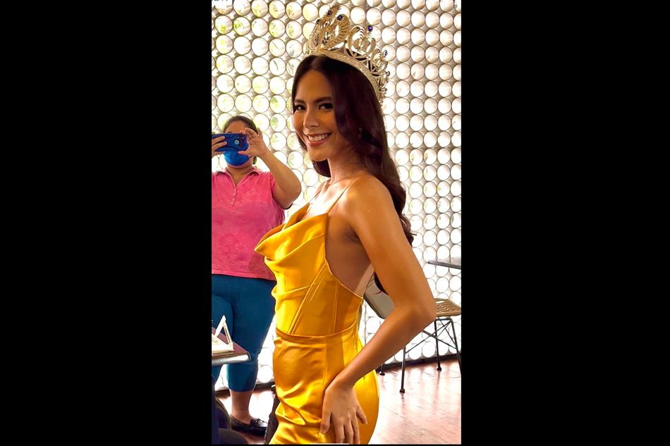 Miss World Philippines Tracy Perez attends an on-site press conference following her arrival from the United States.