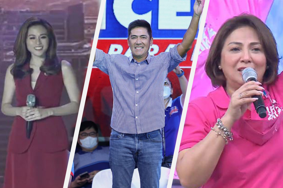 Toni Gonzaga, Vic Sotto, and Cherry Pie Picache were among the showbiz personalities who joined proclamation rallies Tuesday as the election campaign season opened. Screenshot