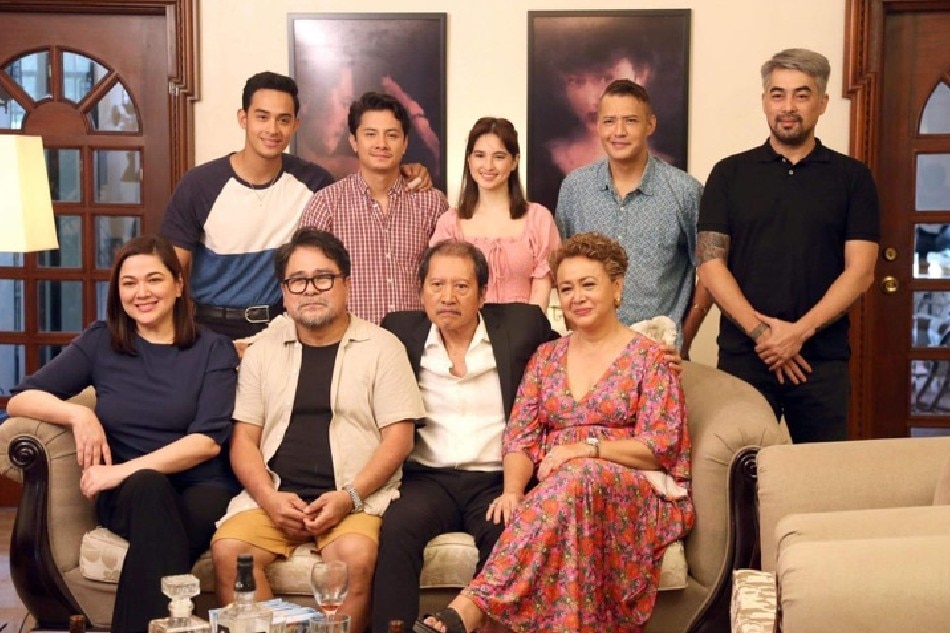 The cast of 'Adarna Gang' (seated from left): Mickey Ferriols, Soliman Cruz, Ronnie Lazaro and Shamaine Buencamino (standing from left) Diego Loyzaga, JC Santos, Coleen Garcia, March Anthony Fernandez and Jay Manalo