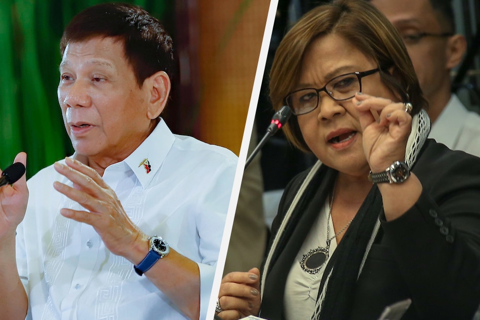 President Rodrigo Duterte and Sen. Leila de Lima. ABS-CBN News/file 