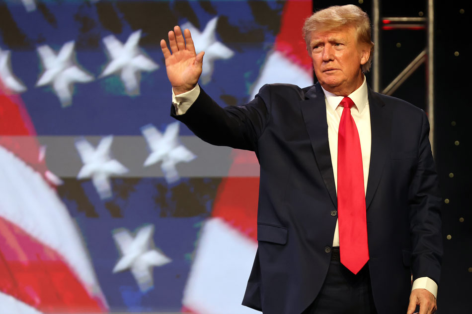 Former US President Donald Trump speaks during the American Freedom Tour at the Austin Convention Center in Austin, Texas, USA, 14 May 2022. The American Freedom Tour is a gathering of conservatives to celebrate Faith, Family, Finances, and Freedom. EPA-EFE/ADAM DAVIS