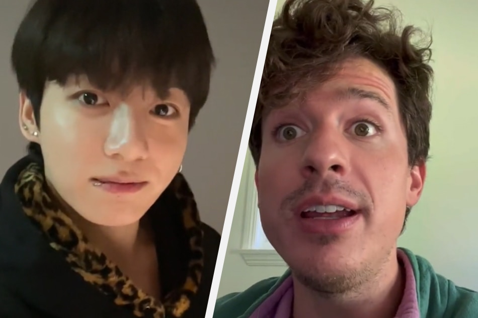 Charlie Puth (left) and BTS member Jungkook. Photos from Puth's TikTok page