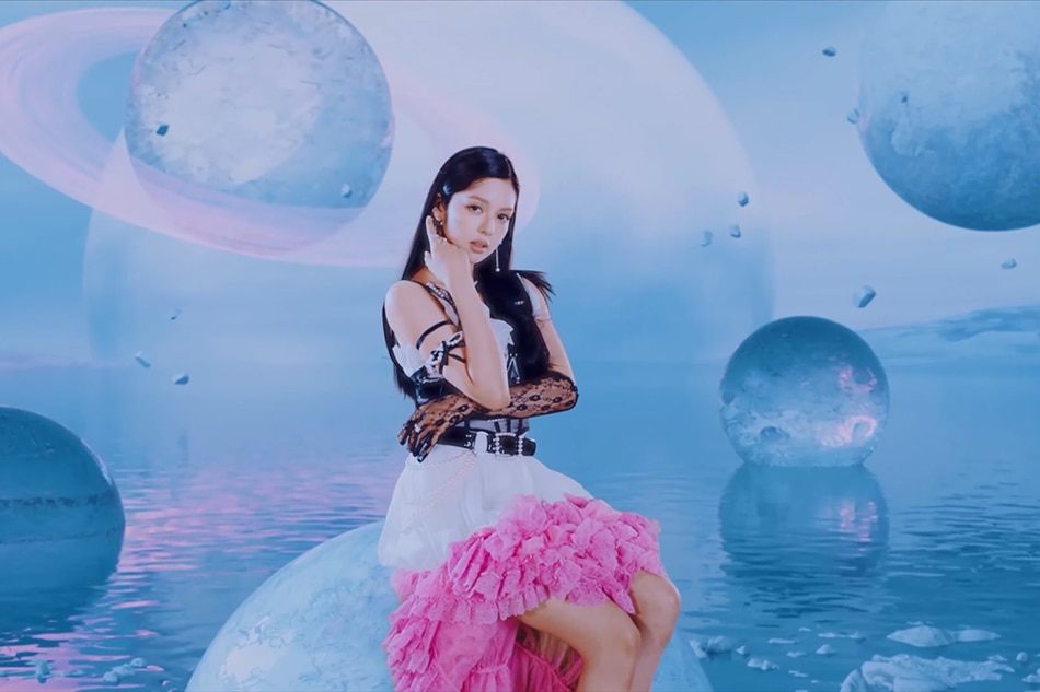 Still from the music video of “Hit Ya!’, the debut single of K-pop girl group Lapillus, which includes former Kapamilya actress Chantal Videla. Screengrab