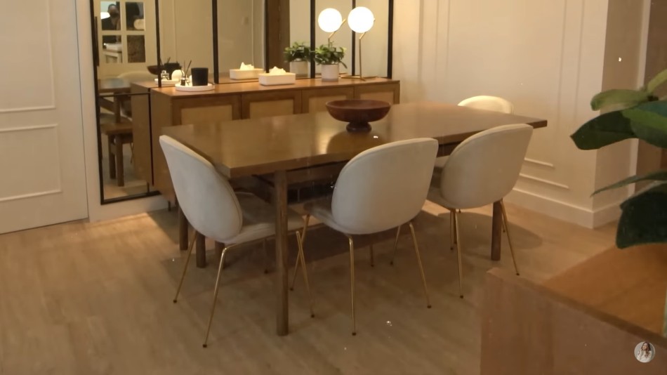 Dining area. Screengrab from Gonzaga's vlog