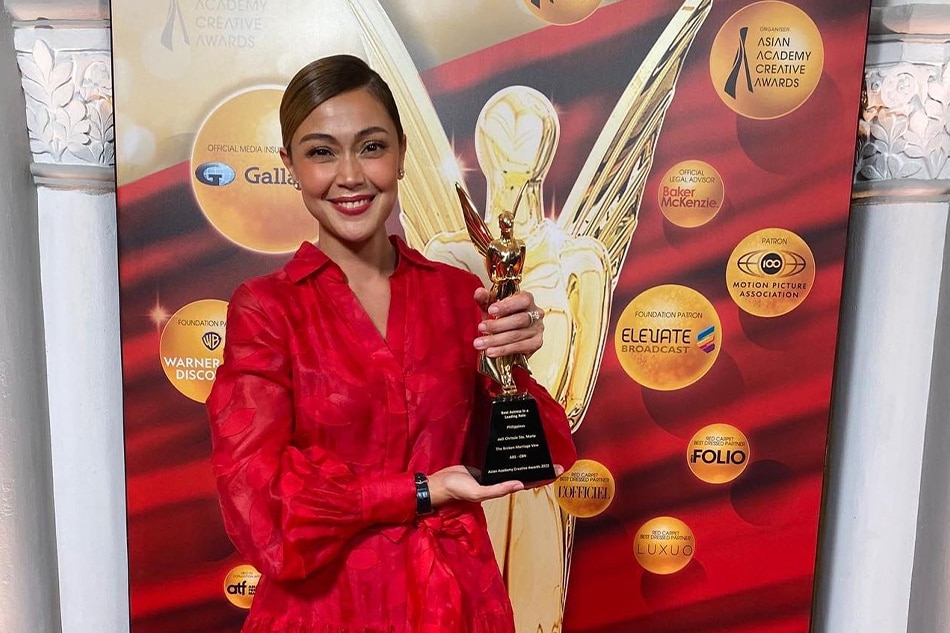 Jodi Sta. Maria bagged the Best Actress award at the Asian Academy Creative Awards for portraying the role of a betrayed and vengeful wife in 'The Broken Marriage Vow', the ABS-CBN adaptation of the British series 'Doctor Foster', on Dec. 8, 2022 in Singapore. Photo courtesy of Deo Endrinal