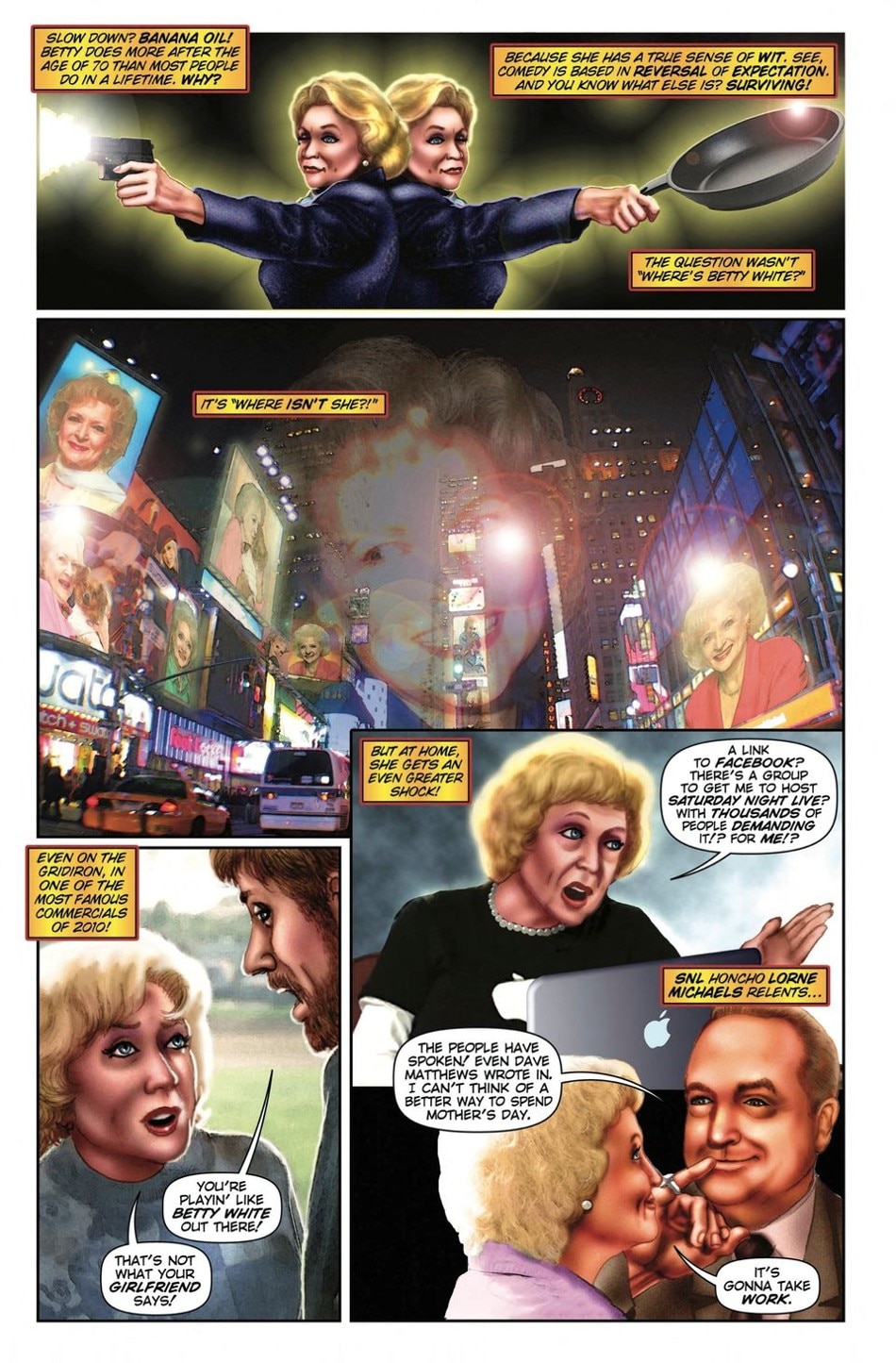 A page from a biography comic book tracing the life of Betty White is seen in this handout image obtained by Reuters. TidalWave Productions Handout via Reuters