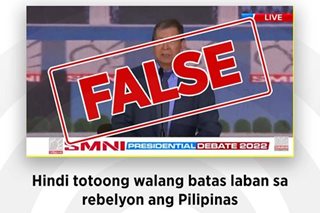 Fact Check: Hindi totoong walang batas laban sa rebelyon 