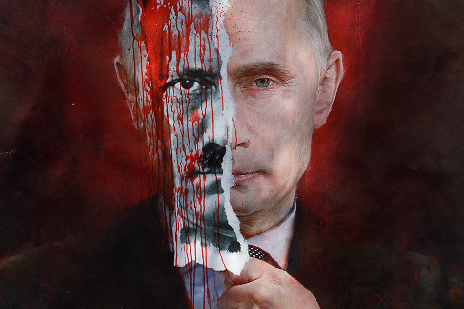 A poster with Russian President Putin  EPA-EFE