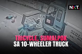 Tricycle, sumalpok sa 10-wheeler truck 