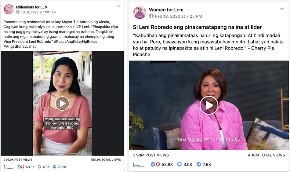 Robredo comments on FB since 2016