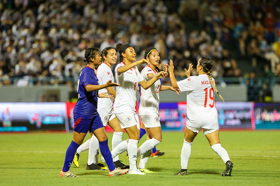 The Philippine women's national football team ahead of their SEA Games match against Cambodia. Photo courtesy of the PFF.