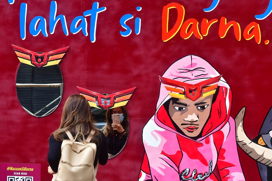 A mural depicting Darna and fellow Filipinos as everyday heroes, created by Anina Rubio, is unveiled at the ABS-CBN headquarters in Quezon Ciy on June 16, leading up to the long-awaited return of the Mars Ravelo character on television. Mark Demayo, ABS-CBN News