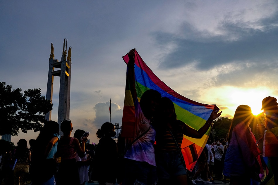 Members of the lesbian, gay, bisexual, transgender, queer, intersex, and asexual (LGBTQIA+) community gather to attend the QC Pride Festival held at the Quezon Memorial Circle on June 25, 2022. The local government unit estimated around 30,000 attendees for this year’s pride festival which includes small businesses expo, HIV testing, COVID-19 vaccinations, and the traditional pride march in the afternoon. George Calvelo, ABS-CBN News