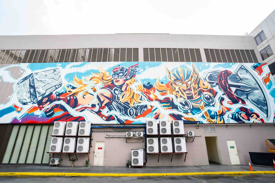  'Thor: Love and Thunder' mural painted by Jappy Agoncillo at the C1 Building (Central Square Mall parking lot) in Bonifacio Global City, Taguig.