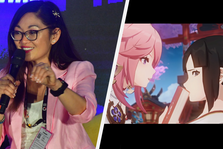Ratana, the voice behind Genshin Impact character Yae Miko likened her character to a grown up and mischievous version of Gossip Girl’s Blair Waldorf. Mark Demayo, ABS-CBN News; screenshot from Genshin Impact