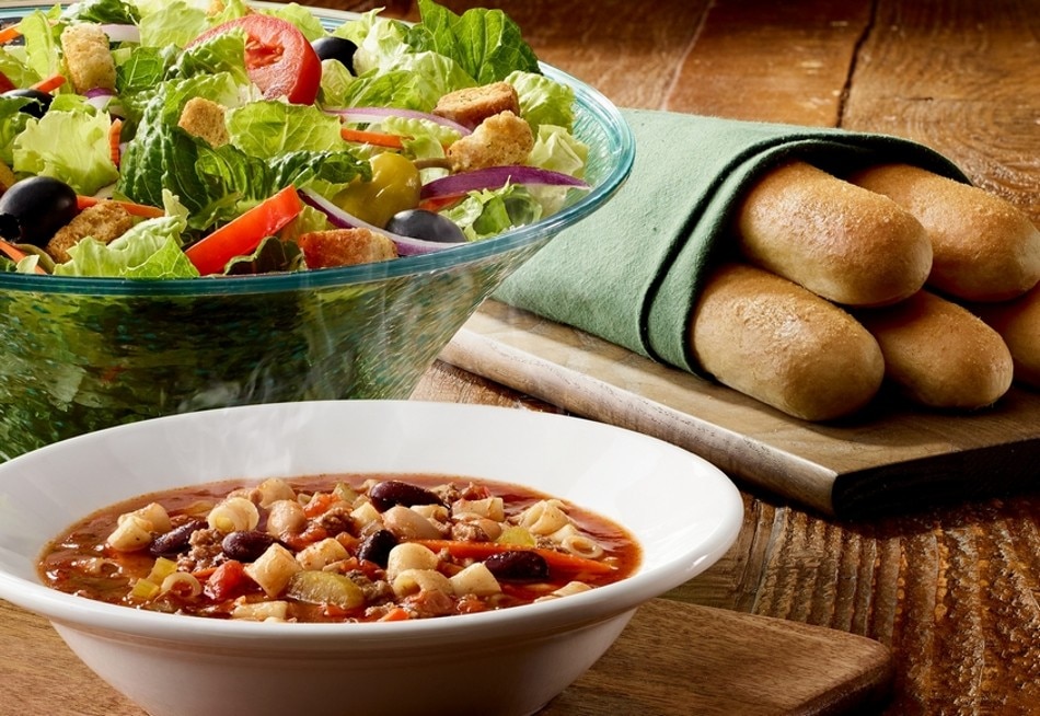 Minestrone Soup, Salad and Breadsticks. Handout