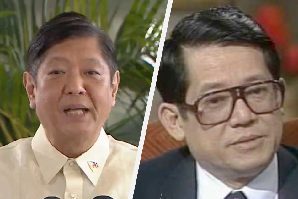 This composite image shows President Ferdinand Bongbong Marcos, Jr. and Benigno Aquino Jr. RTVM Screengrab/president.gov.ph