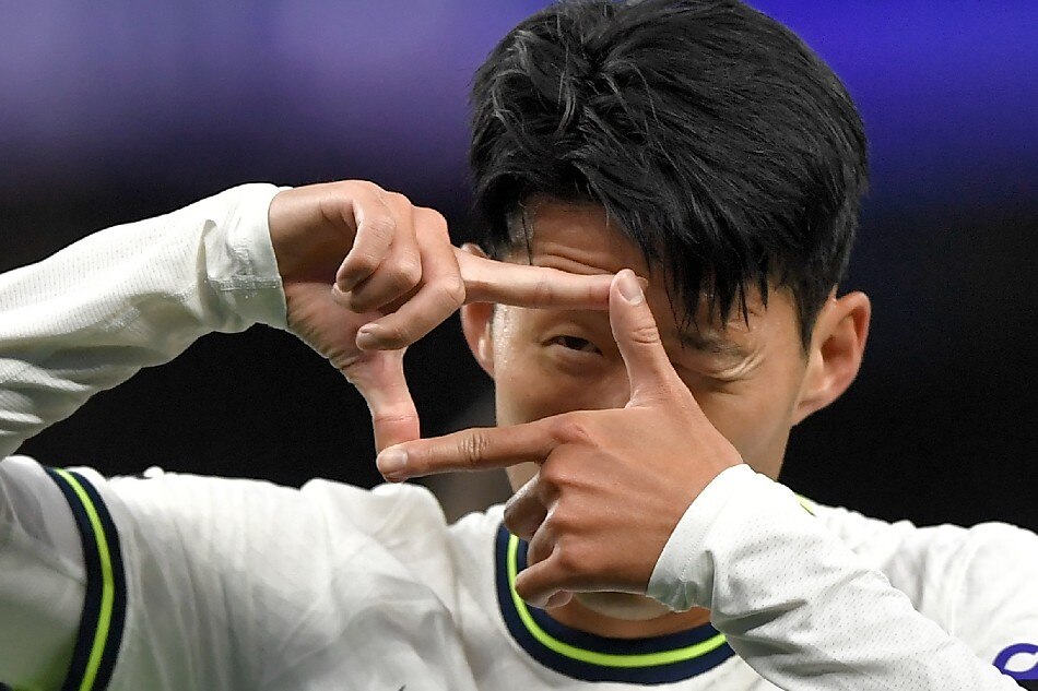 Son Heung-min of Tottenham celebrates after scoring the 6-2 lead during the English Premier League soccer match between Tottenham Hotspur and Leicester City in London, Britain, 17 September 2022. Vincent Mignott, EPA-EFE