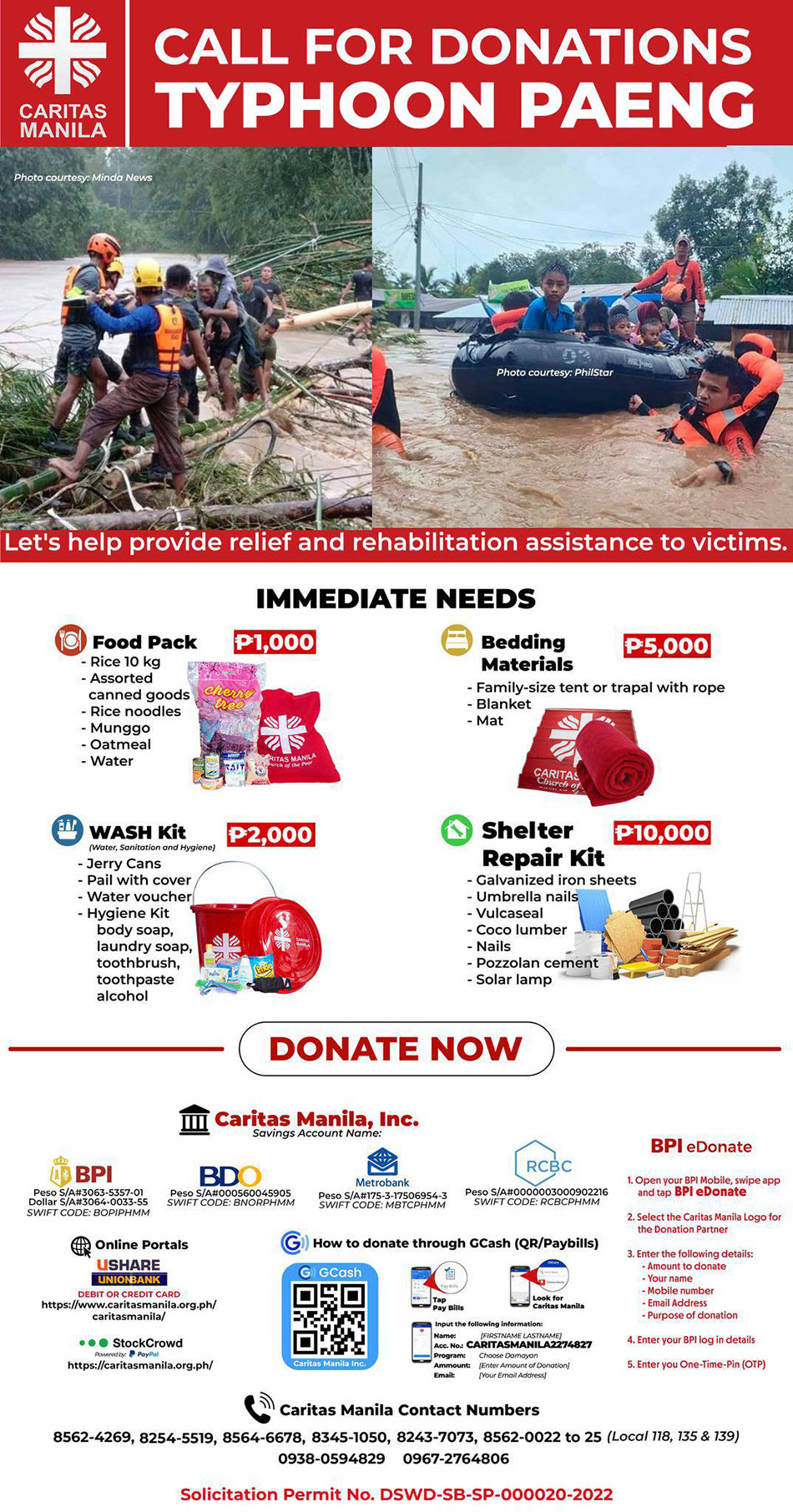 Donation drives launched for Paeng victims