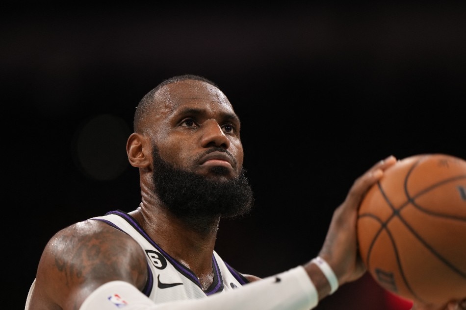 LeBron James #6 of the Los Angeles Lakers prepares to shoot a free throw during the game against the San Antonio Spurs on November 25, 2022 at the AT&T Center in San Antonio, Texas. Darren Carroll, NBAE via Getty Images/AFP