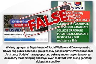 FACT CHECK: Walang alok na mass hiring ang DSWD sa publiko