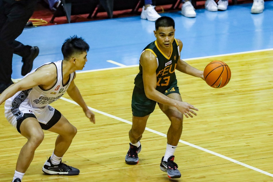 LJay Gonzales (13) of the Far Eastern University (FEU) Tamaraws during their match against the University of the Philippines (UP) Fighting Maroons for the University Athletic Association (UAAP) Season 85 elimination round held at the Araneta Coliseum in Cubao, Quezon City on October 8, 2022. George Calvelo, ABS-CBN News