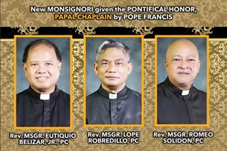 Pope picks 3 Filipino priests as 'papal chaplains'