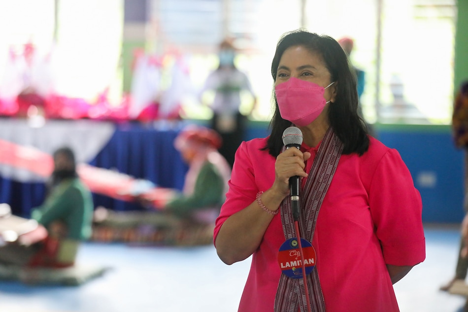 Vice President Leni Robredo leads the turnover of the Angat Buhay Weaving Center in Brgy. Buahan, Lamitan City, Basilan on Jan. 26, 2022. OVP Photographers handout 