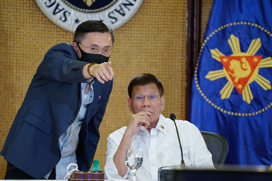 President Rodrigo Duterte interacts with Senator Christopher Lawrence 