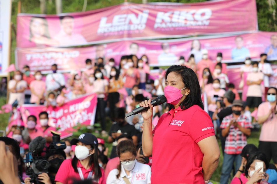 Presidential candidate Vice President Leni Robredo kicked off her presidential campaign from the Angat Buhay Village in Lupi, Camarines Sur, a housing and resettlement project for more than 100 families who lost their homes when typhoons Quinta, Rolly, and Ulysses hit the province in late 2020. OVP handout