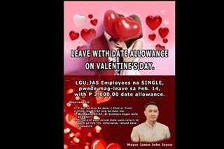 Valentine's leave sa gov't employees na single sa Davao Occ, alok ng LGU