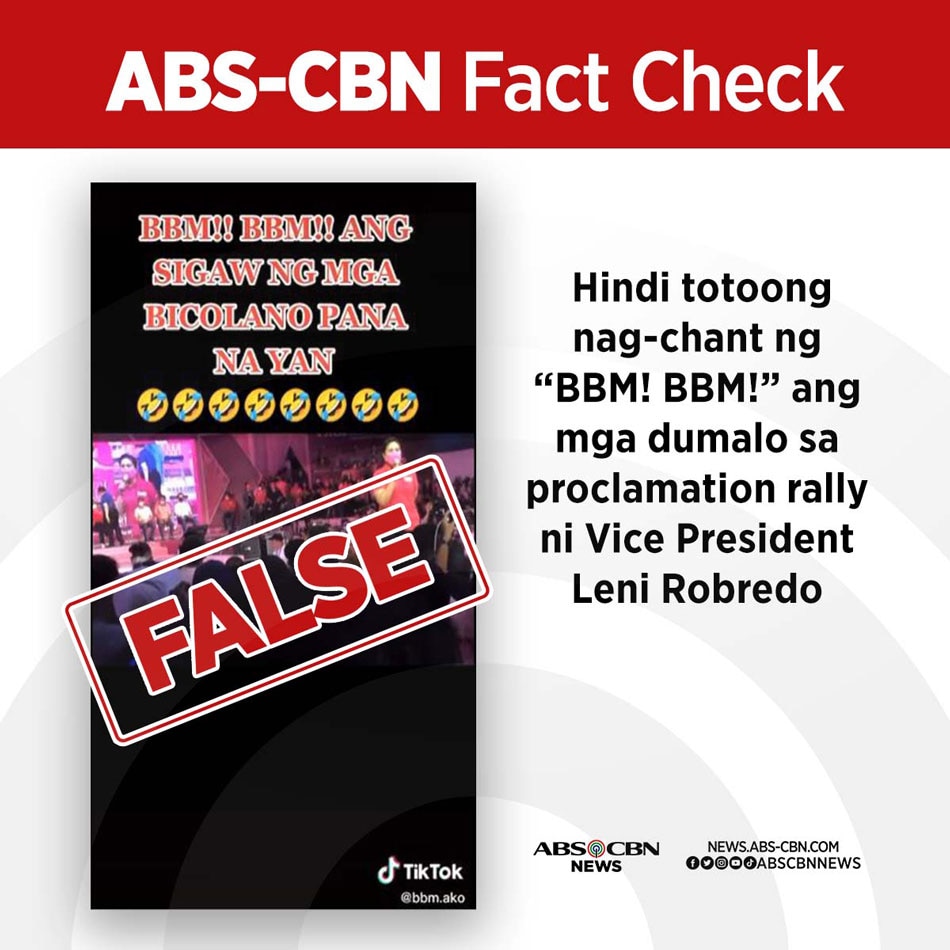 FACT CHECK: Totoo Bang Nag-chant Ng 'BBM' Sa Campaign Rally Ni Robredo ...