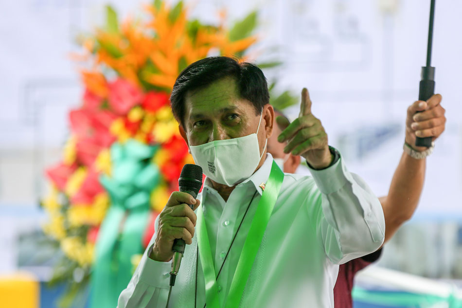 Department of Environment and Natural Resources (DENR) Roy Cimatu speaks during the inauguration of the solar- powered Sewage Treatment Plant along Roxas Boulevard in Manila on July 30, 2020. Jonathan Cellona, ABS-CBN News/File 