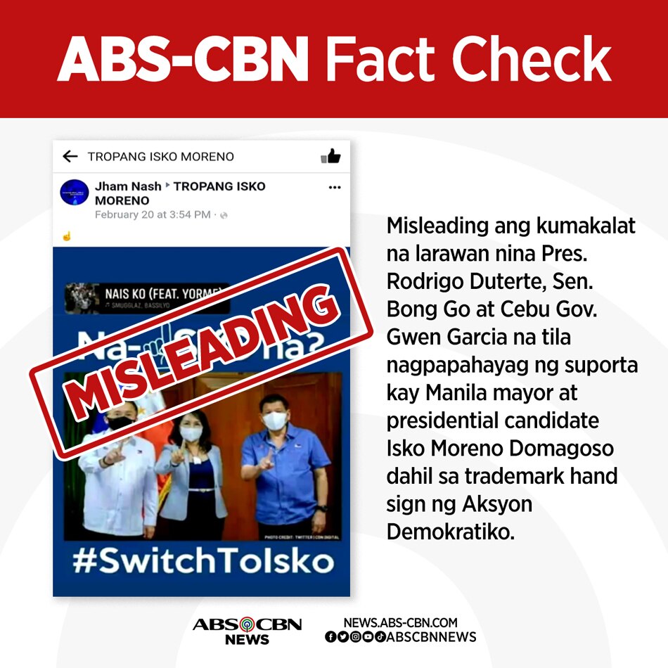 FACT CHECK: Lumang larawan ginamit upang palabasing suportado ni Duterte si Isko