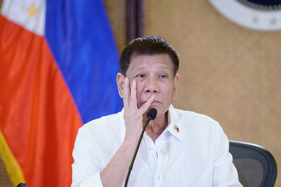 President Rodrigo Duterte talks to the people after holding a meeting with key government officials at the Malacañan Palace on February 21, 2022. King Rodriguez. Presidential Photo/file