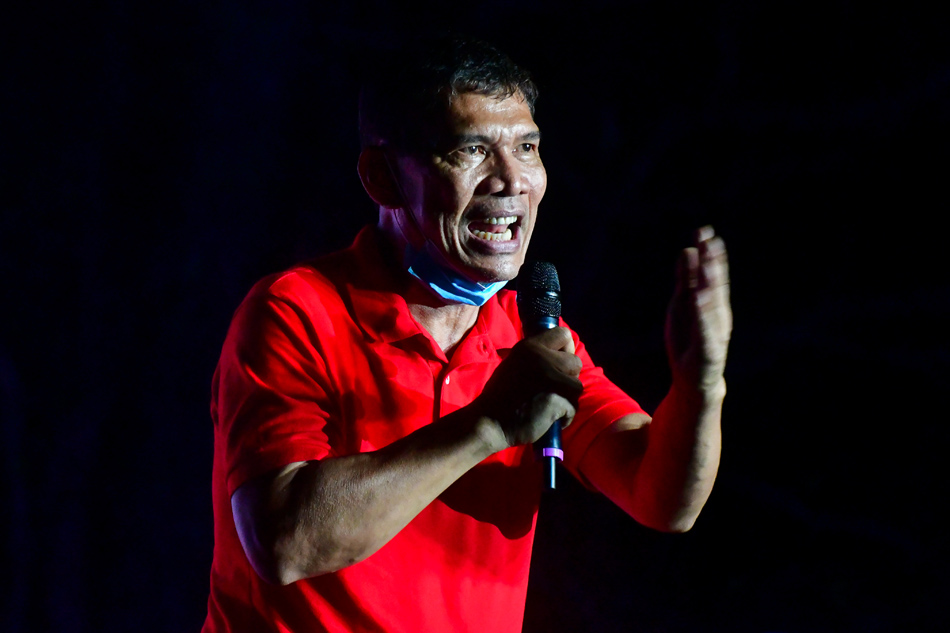 Halalan 2022 Presidential hopeful Leody de Guzman during his proclamation rally at the Bantayog ng mga Bayani in Quezon City on Feb 8, 2022. Mark Demayo, ABS-CBN News.