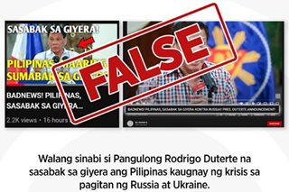 FACT CHECK: Walang sinabi si Duterte na sasabak sa giyera ang Pilipinas