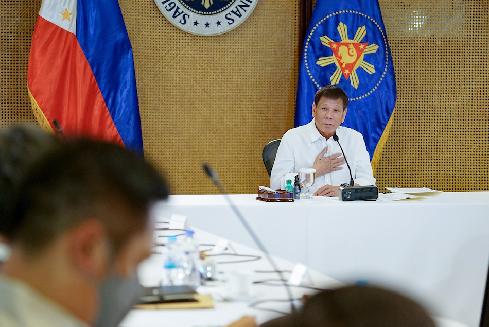 President Rodrigo Duterte talks in his 