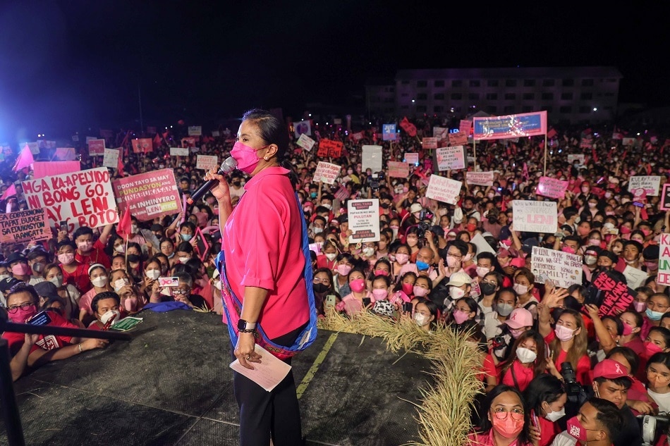 An estimated 50,000 supporters as of 8 p.m. lit up the Old Provincial Capitol Oval for the grand rally for presidential aspirant Vice President Leni Robredo in Cabanatuan City, Nueva Ecija on Tuesday, March 22. VP Leni Media Bureau handout