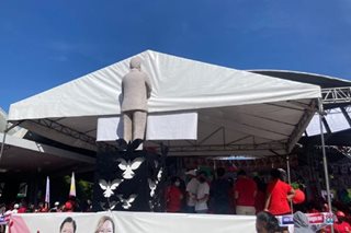 LOOK: Makeshift shed blocks Ninoy statue at UniTeam rally