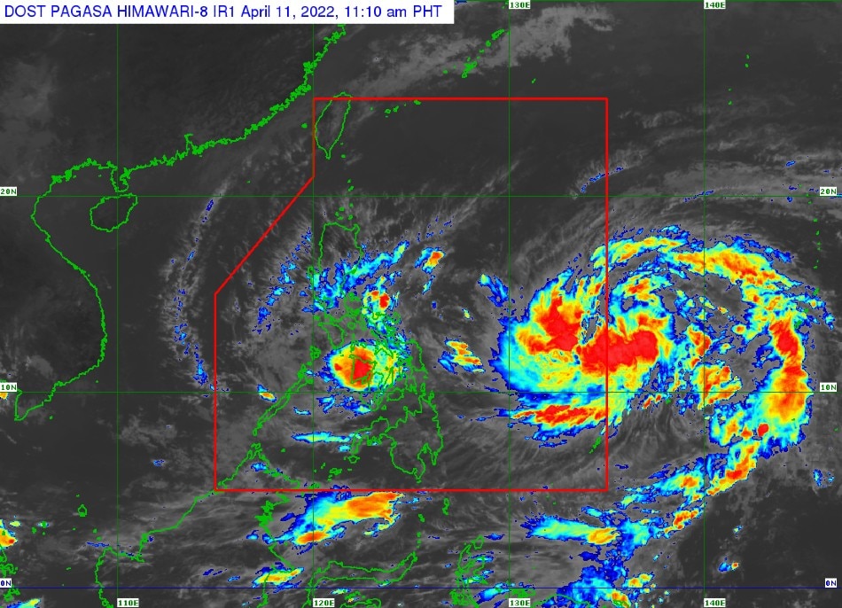 This image shows tropical depression Agaton at around 11 a.m. Monday. PAGASA 